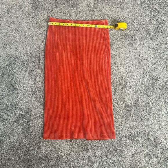 Anthropology Size Medium Pencil Skirt Lined Orange Velour Soft - Picture 7 of 8